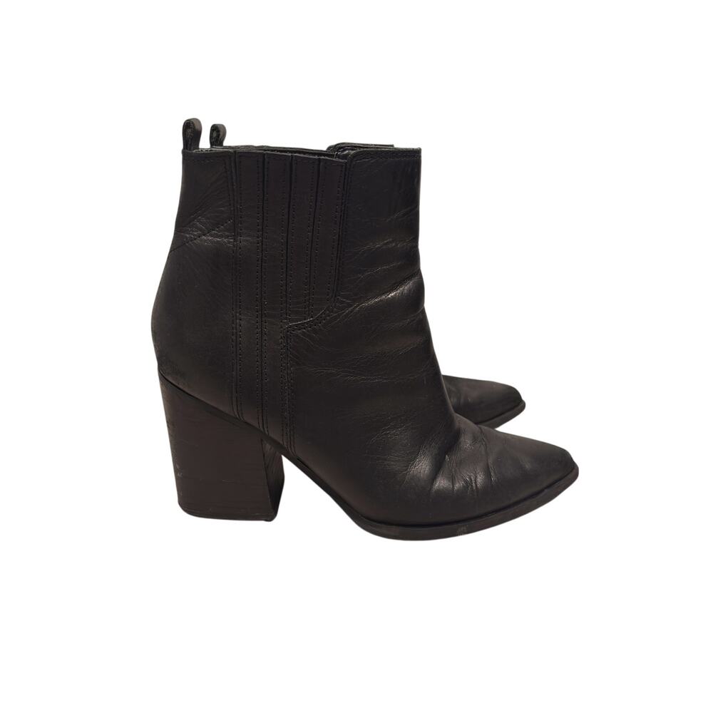 Marc Fisher LTD Booties Womens 8.5 Black Oshay Pointed Toe Chelsea Leather